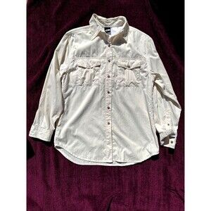 The North Face Women's Nylon Shirt Cream Color Size Medium  Button Up